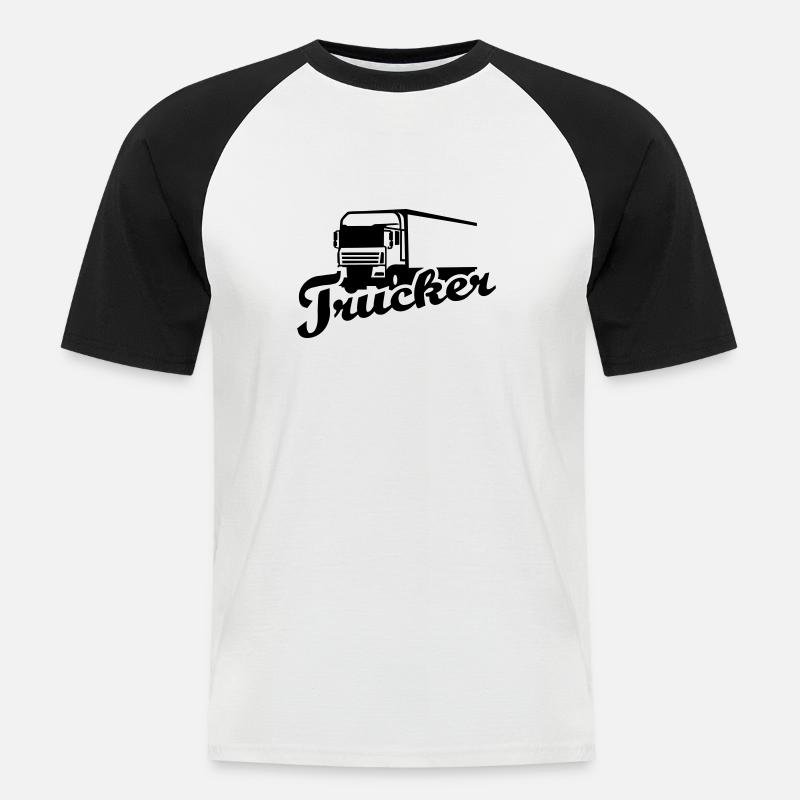 Trucker - Männer Baseball-T-Shirt - Weiß/Schwarz