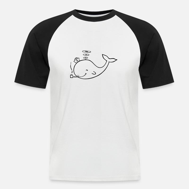 wal - Männer Baseball-T-Shirt - Weiß/Schwarz