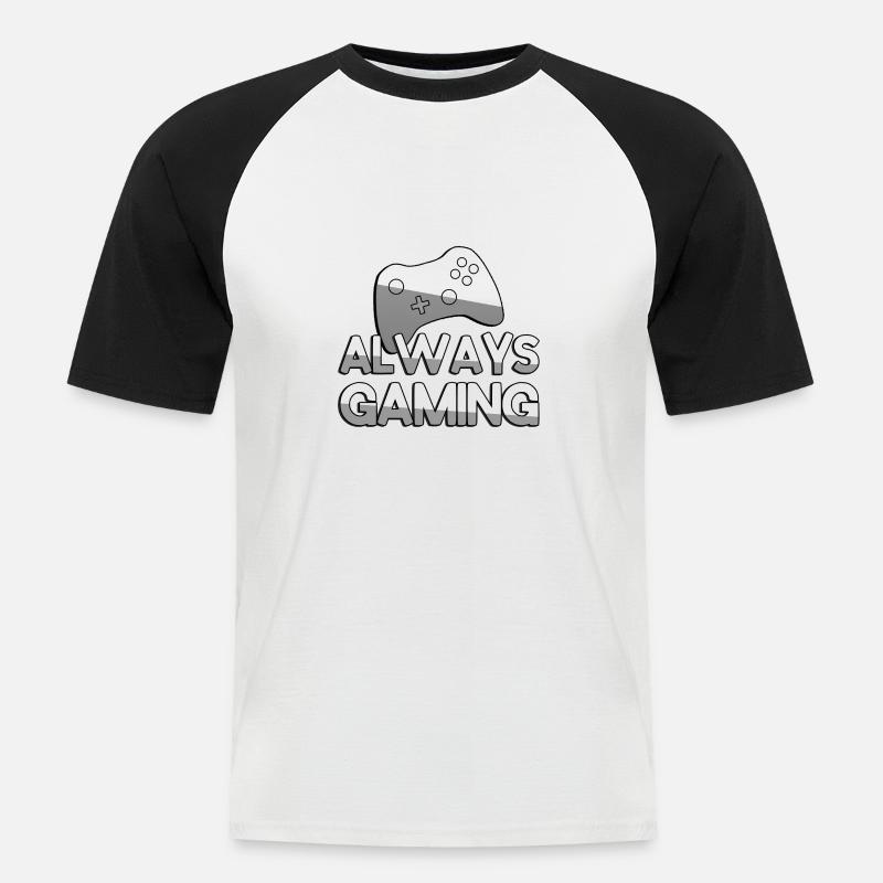 ALWAYS GAMING + Controller - Gaming - Männer Baseball-T-Shirt - Weiß/Schwarz