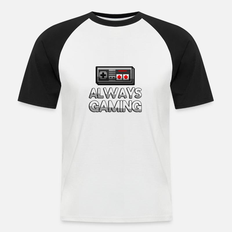 ALWAYS GAMING + NES Controller - Gaming - Männer Baseball-T-Shirt - Weiß/Schwarz