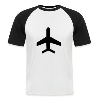 Airplane symbol icon - Men's Baseball T-Shirt - white/black - Front - Nik (191cm)