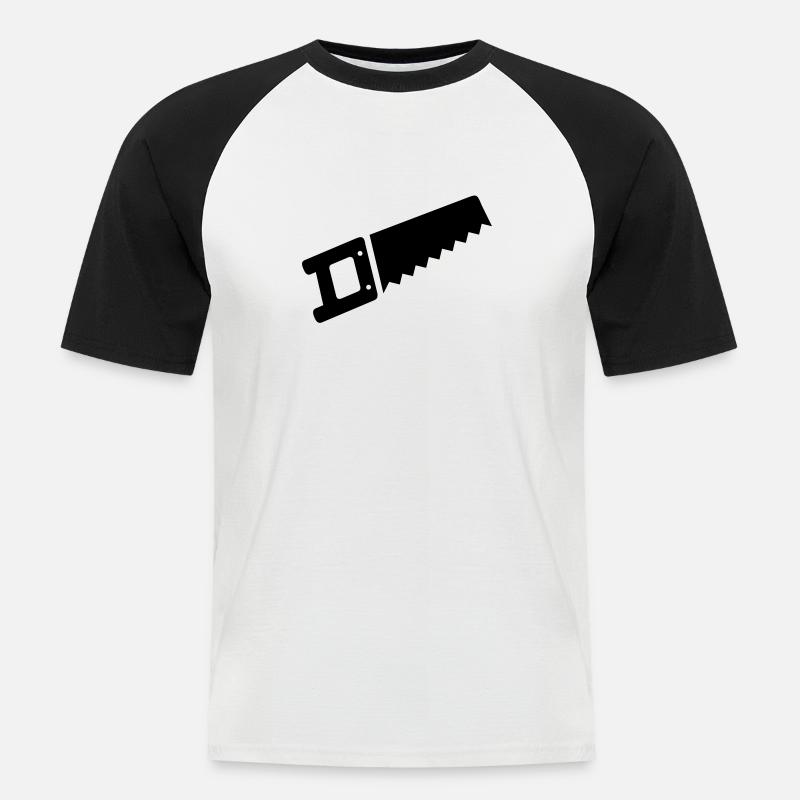 Säge - Männer Baseball-T-Shirt - Weiß/Schwarz