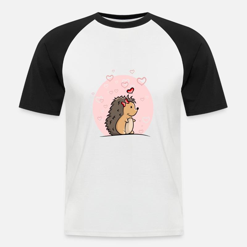 Igel Mädchen mit Herzen - Männer Baseball-T-Shirt - Weiß/Schwarz