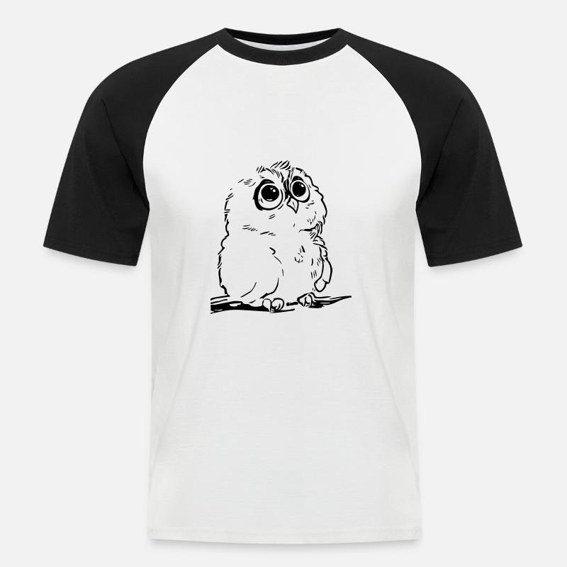 Niedliche Eule - Männer Baseball-T-Shirt - Weiß/Schwarz