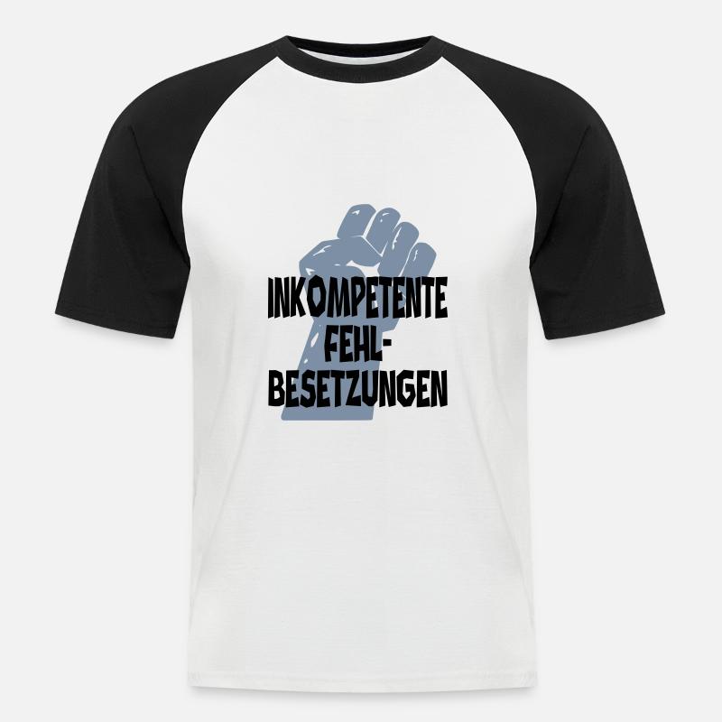 Inkompetenz - Männer Baseball-T-Shirt - Weiß/Schwarz