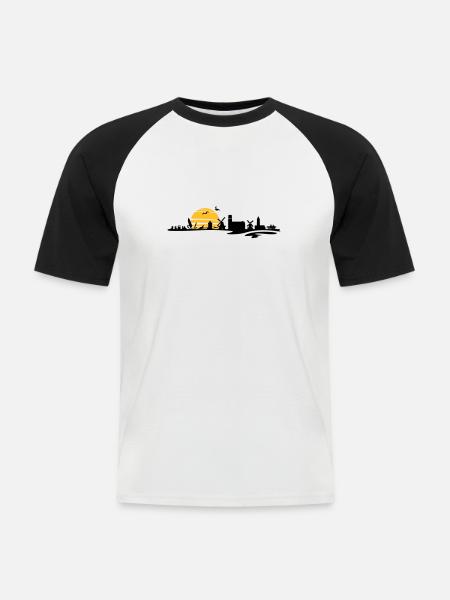 Skyline - Föhr - Männer Baseball-T-Shirt - Weiß/Schwarz