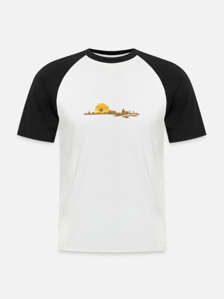 Skyline - Mecklenburg-Vorpommern - Männer Baseball-T-Shirt - Weiß/Schwarz