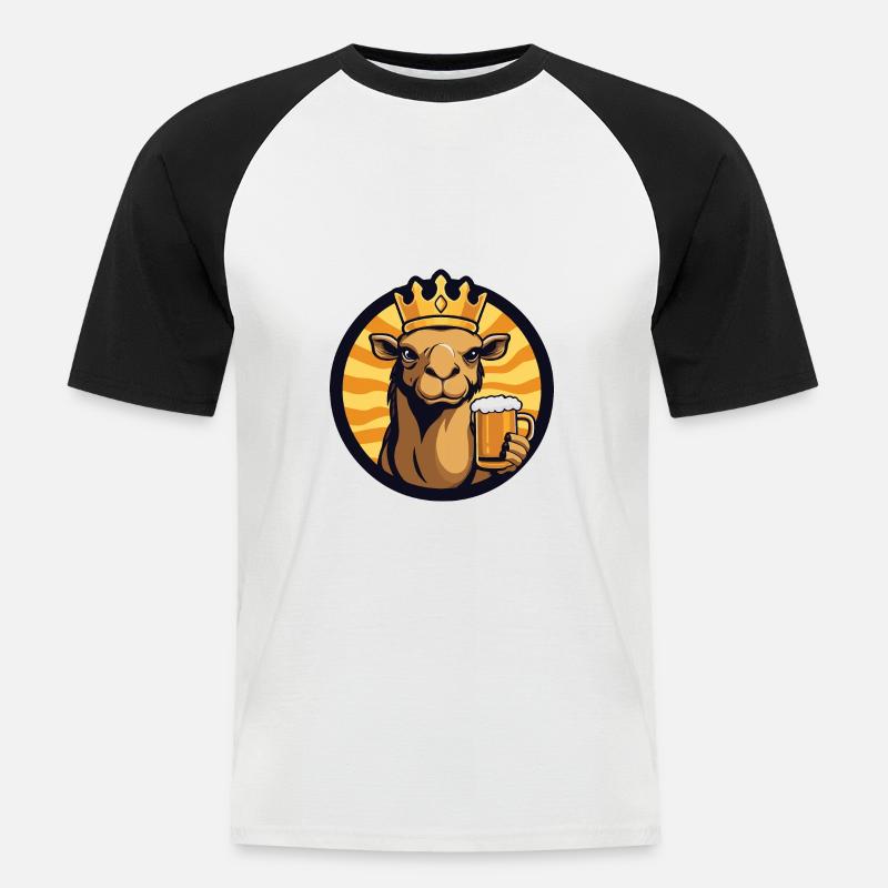 Kamel Bier Comic - Männer Baseball-T-Shirt - Weiß/Schwarz