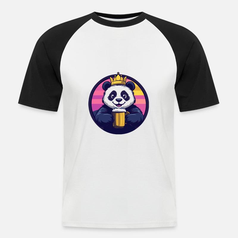 Panda Bier Comic - Männer Baseball-T-Shirt - Weiß/Schwarz