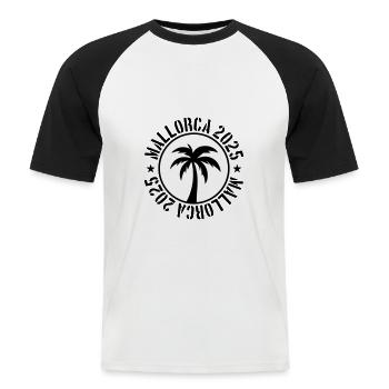 Mallorca 2025 Kreis - Männer Baseball-T-Shirt - Weiß/Schwarz - Vorne - Nik (191cm)