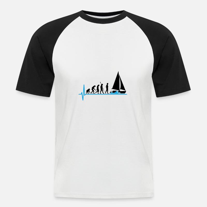Sailing Evolution Sail boat - Men's Baseball T-Shirt - white/black