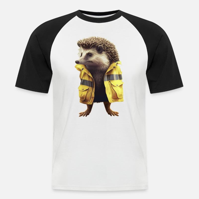 Igelsterben muss nicht sein - Männer Baseball-T-Shirt - Weiß/Schwarz