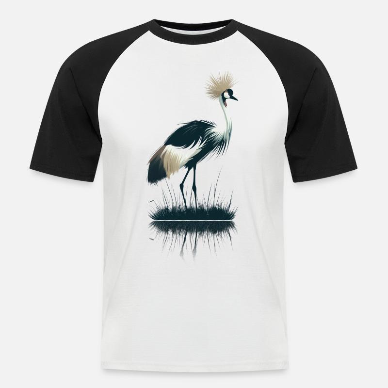 Kronenkranich - Männer Baseball-T-Shirt - Weiß/Schwarz