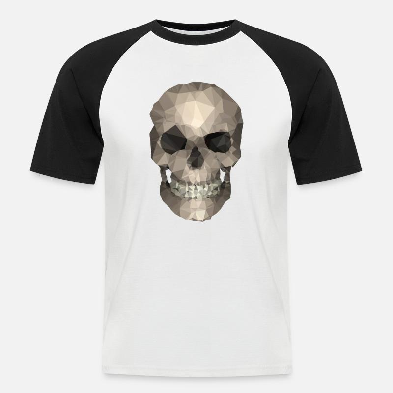 Polygon Geometrischer Schädel – Moderner Low Poly - Männer Baseball-T-Shirt - Weiß/Schwarz