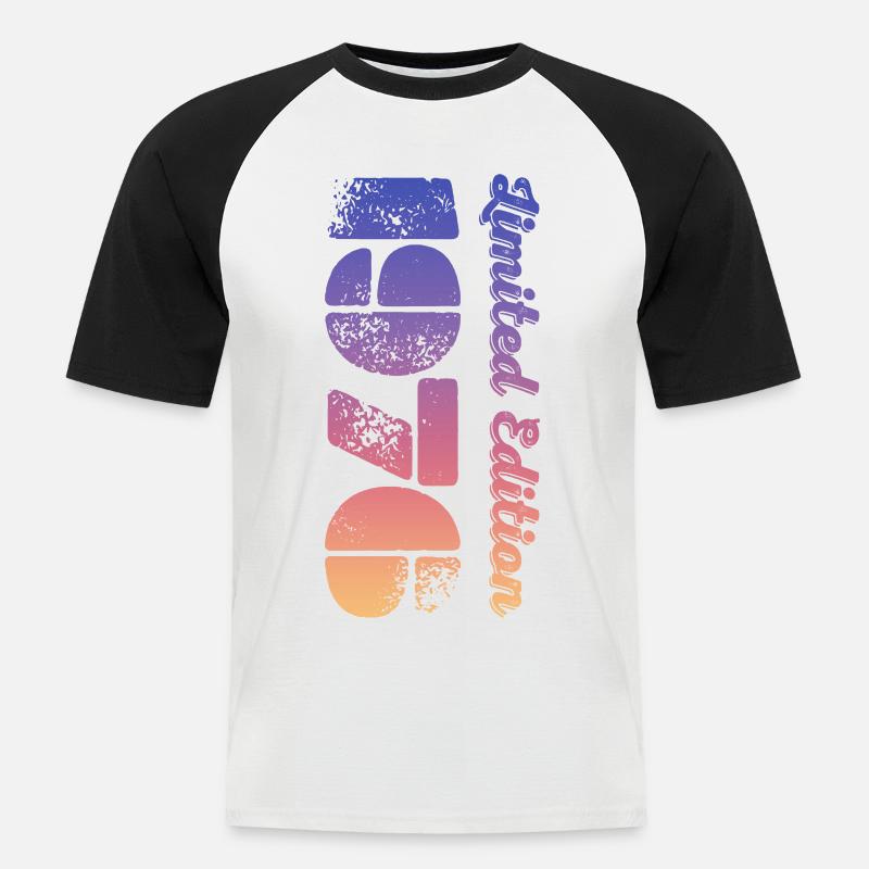 Annata 1976 - Maglia da baseball a manica corta da uomo - bianco/nero