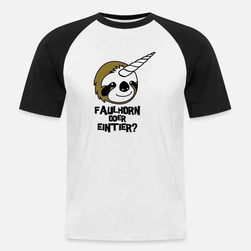 Faulhorn oder Eintier - Männer Baseball-T-Shirt - Weiß/Schwarz