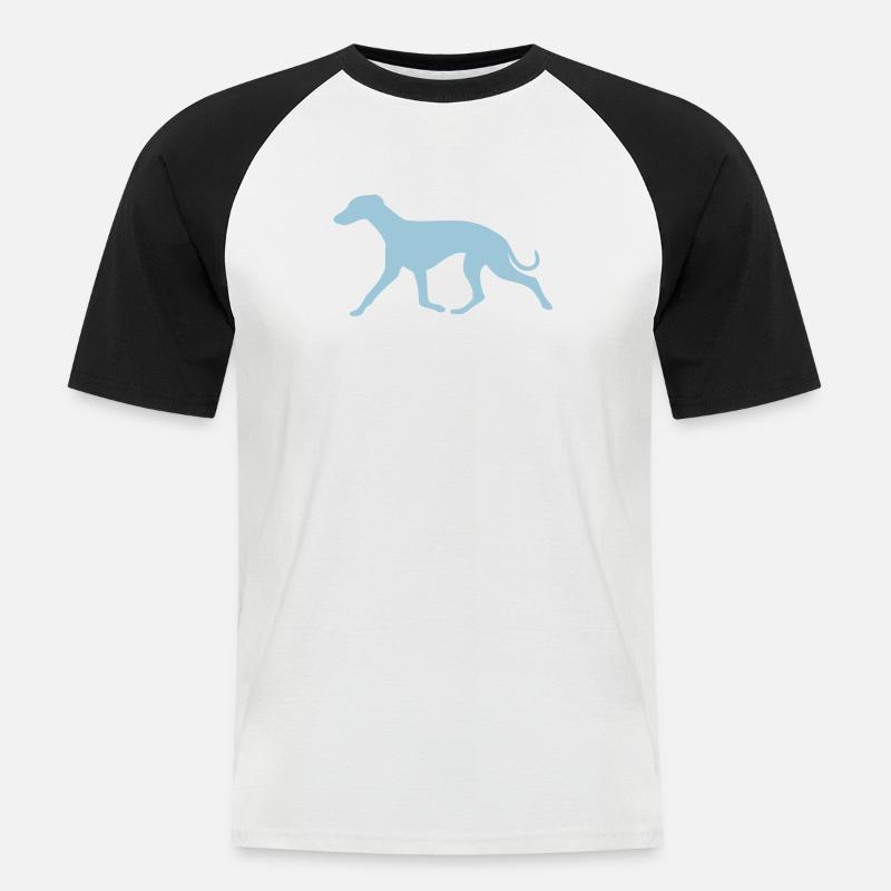 whippet2_cb - Männer Baseball-T-Shirt - Weiß/Schwarz