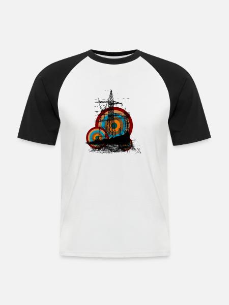electric - Männer Baseball-T-Shirt - Weiß/Schwarz
