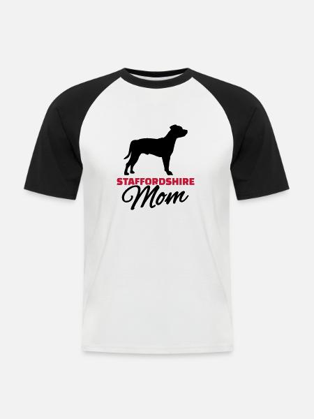 Staffordshire - Männer Baseball-T-Shirt - Weiß/Schwarz