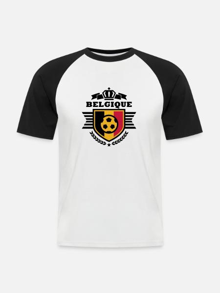 Belgique (België) blason - T-shirt baseball manches courtes Homme - blanc/noir
