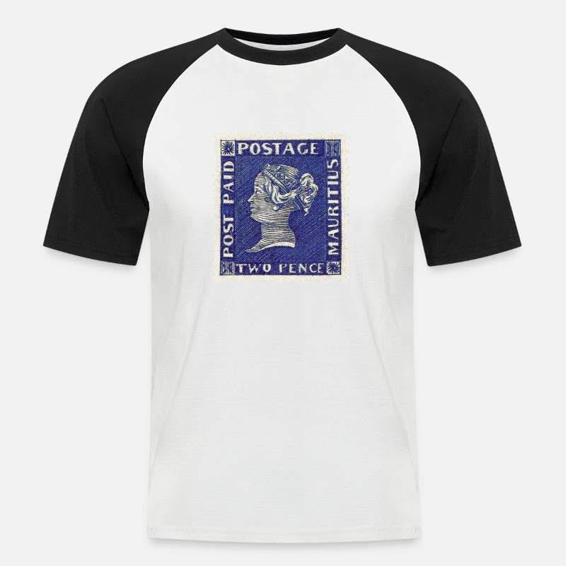 Blaue Mauritius - Männer Baseball-T-Shirt - Weiß/Schwarz