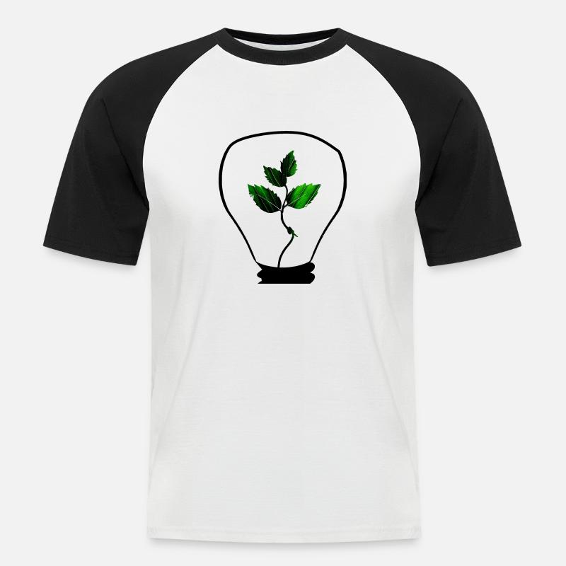 Nachhaltigkeit beginnt mit einer Idee - Männer Baseball-T-Shirt - Weiß/Schwarz