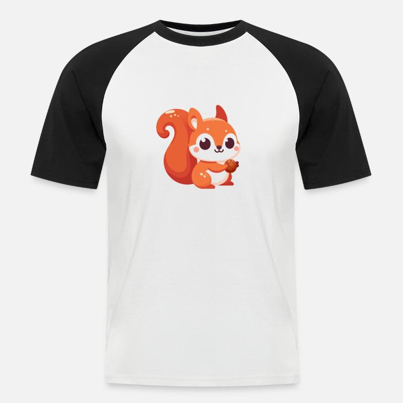 Chibi Eichhörnchen Kawaii - Männer Baseball-T-Shirt - Weiß/Schwarz
