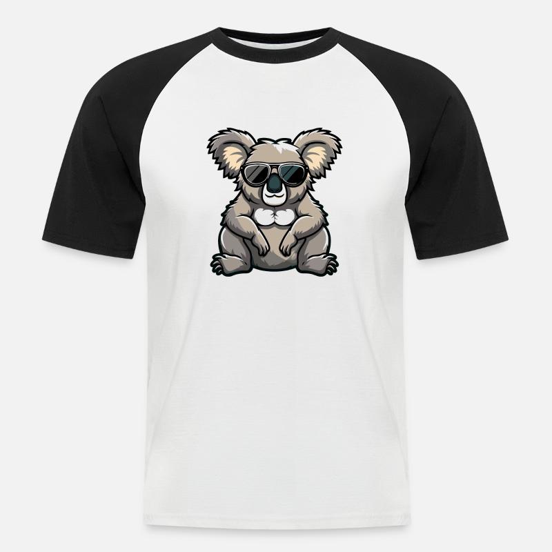 Koala Comic Cool - Männer Baseball-T-Shirt - Weiß/Schwarz