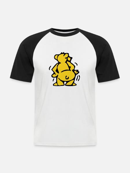 Bär - Männer Baseball-T-Shirt - Weiß/Schwarz