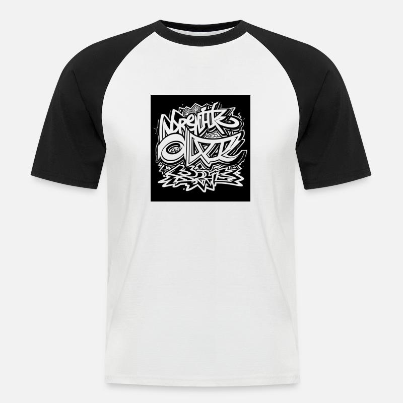 Graffiti-Design - Männer Baseball-T-Shirt - Weiß/Schwarz