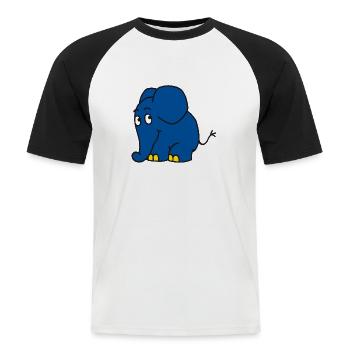 Der Elefant - stehend - Männer Baseball-T-Shirt - Weiß/Schwarz - Vorne - Nik (191cm)