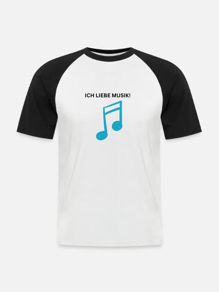 ICH LIEBE MUSIK! - Männer Baseball-T-Shirt - Weiß/Schwarz