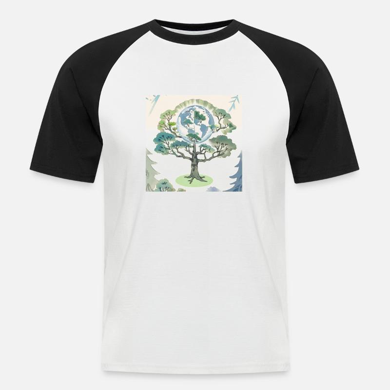 Der Baum der Erde - Umweltschutz - Männer Baseball-T-Shirt - Weiß/Schwarz