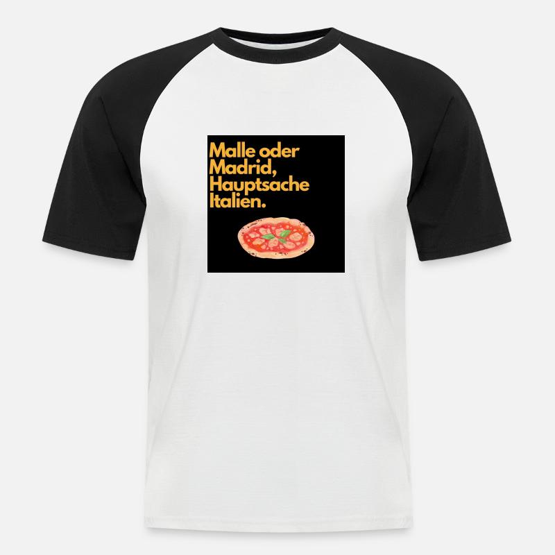 Malle oder Madrid - Männer Baseball-T-Shirt - Weiß/Schwarz
