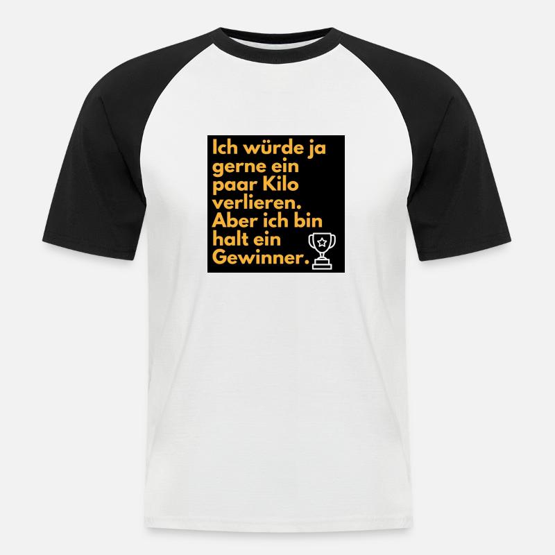 Ich bin ein Gewinner - Männer Baseball-T-Shirt - Weiß/Schwarz