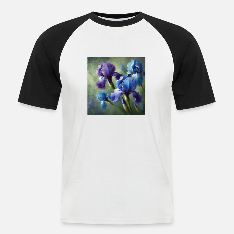 Ästhetische Iris Blumen - Männer Baseball-T-Shirt - Weiß/Schwarz