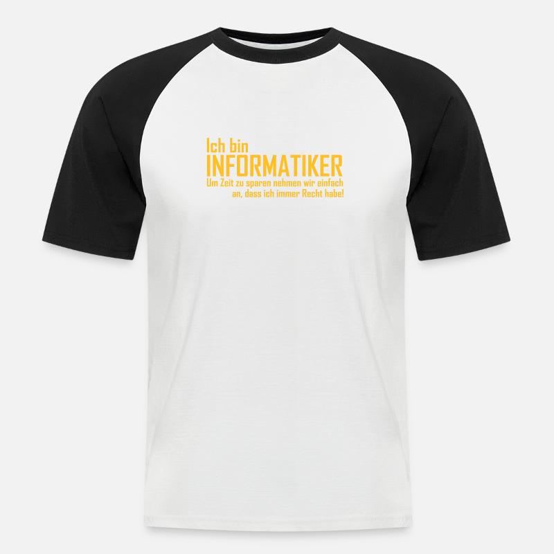 informatiker - Männer Baseball-T-Shirt - Weiß/Schwarz