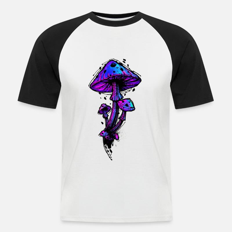 Psychedelic Mushrooms - Männer Baseball-T-Shirt - Weiß/Schwarz