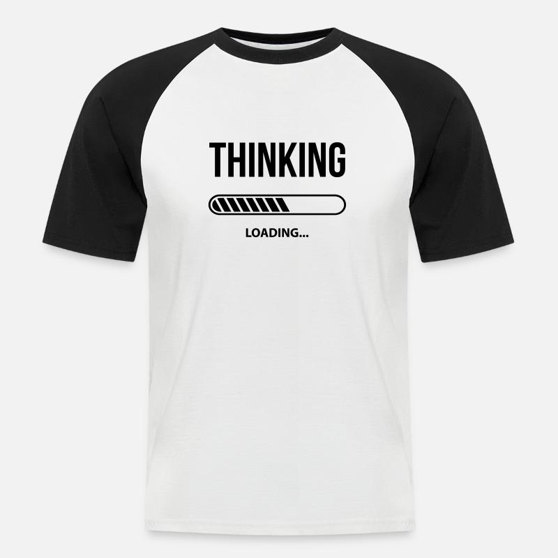 Thinking Loading - Männer Baseball-T-Shirt - Weiß/Schwarz