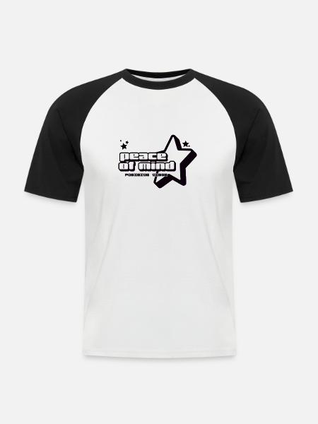 Peace of Mind - Männer Baseball-T-Shirt - Weiß/Schwarz