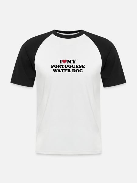 Portugiesischer Wasserhund - Männer Baseball-T-Shirt - Weiß/Schwarz