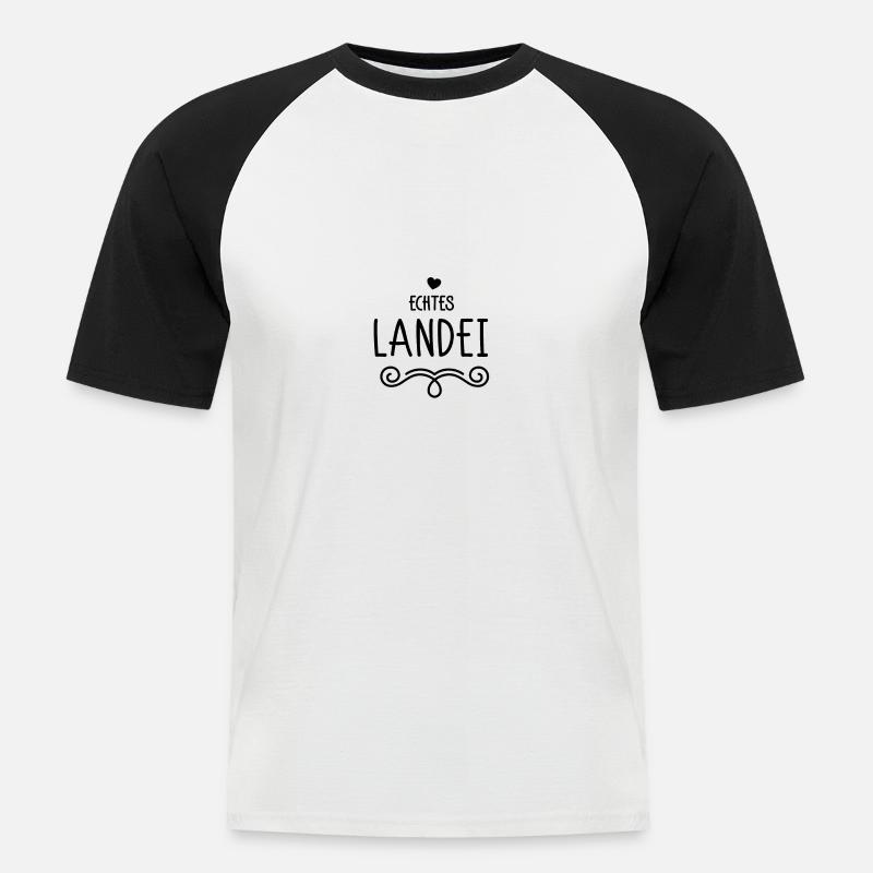 Echtes Landei - Männer Baseball-T-Shirt - Weiß/Schwarz