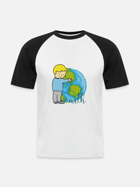 Erde Frieden - Männer Baseball-T-Shirt - Weiß/Schwarz