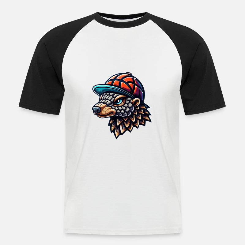 Cooles Pangolin mit Basecap - Männer Baseball-T-Shirt - Weiß/Schwarz