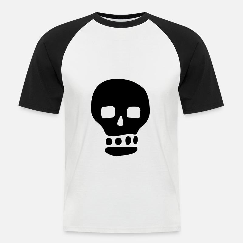 Schädel / Pirat / Hacker - Männer Baseball-T-Shirt - Weiß/Schwarz