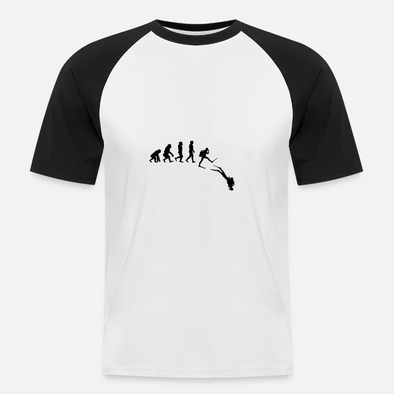 Taucher Evolution Tauchen Geschenkidee - Männer Baseball-T-Shirt - Weiß/Schwarz