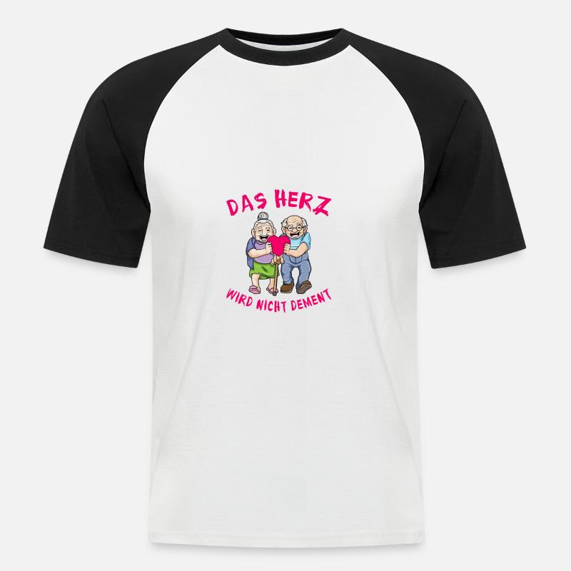 Das Herz Wird Nicht Dement - Männer Baseball-T-Shirt - Weiß/Schwarz