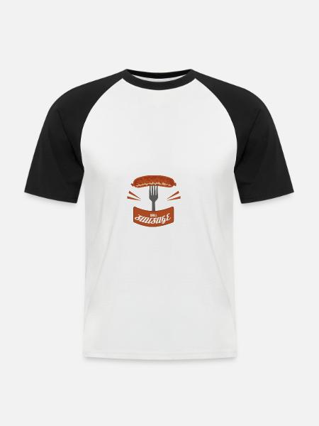 Grill sausage - Grill Wurst - Männer Baseball-T-Shirt - Weiß/Schwarz