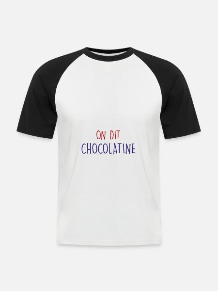 on dit chocolatine - T-shirt baseball manches courtes Homme - blanc/noir