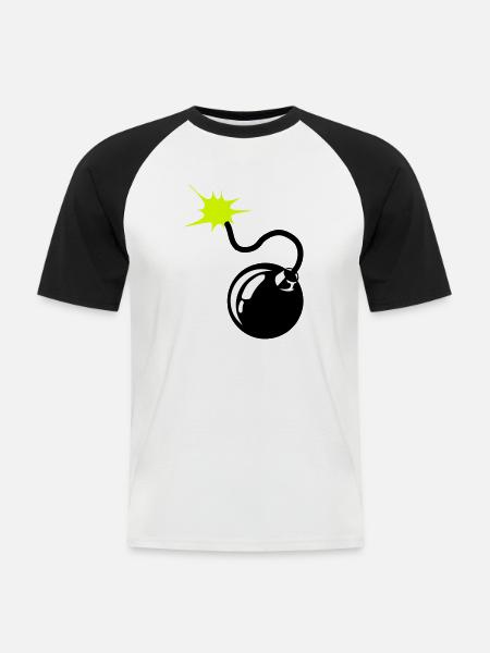 bombe meche bomb 9072 - T-shirt baseball manches courtes Homme - blanc/noir